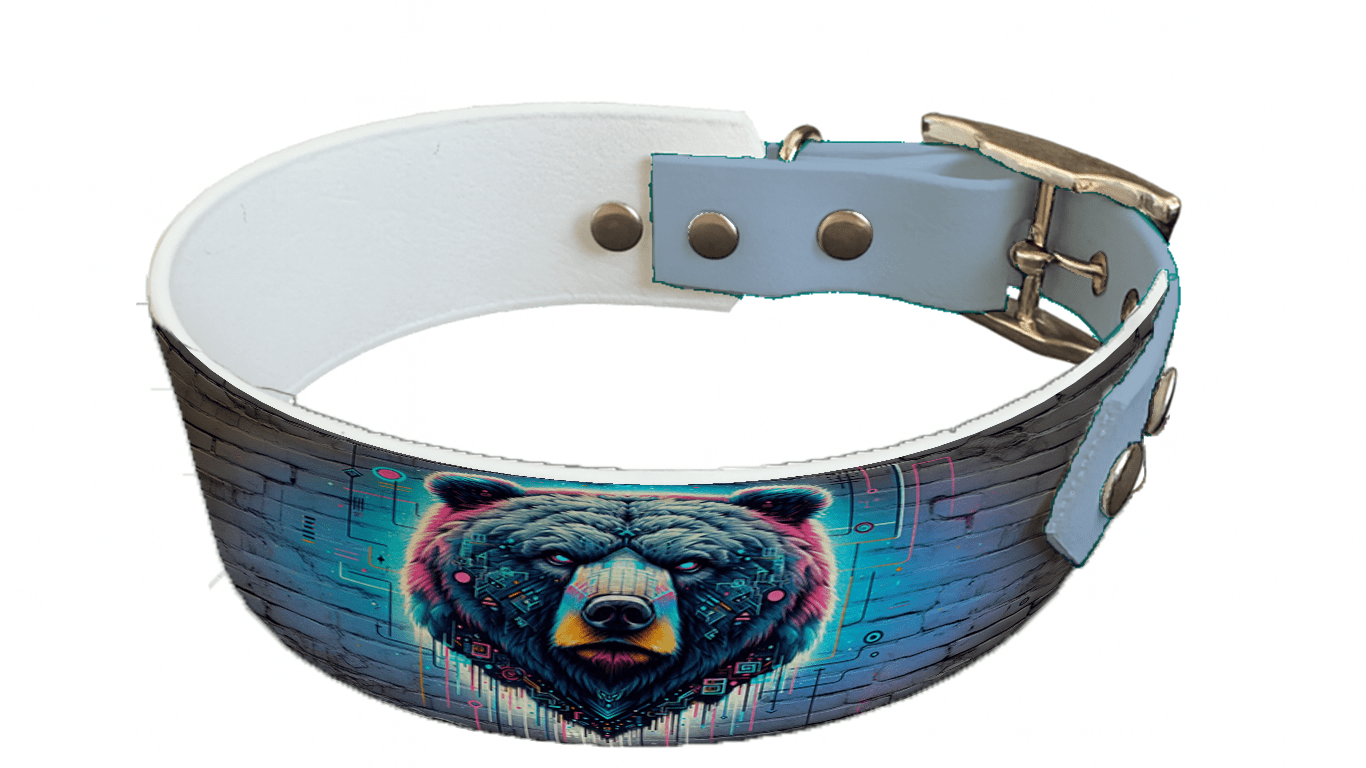 L'atelier du Fourmilier collier bicolore 118 Collier bicolore large pour chien en BioThane® imprimé – Collection pop art– 38/25 mm