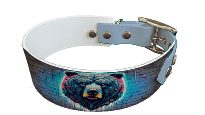 L'atelier du Fourmilier collier bicolore 118 Collier bicolore large pour chien en BioThane® imprimé – Collection pop art– 38/25 mm