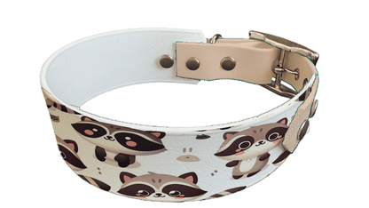 L'atelier du Fourmilier collier bicolore 122 Collier bicolore large pour chien en BioThane® imprimé – Collection animaux pop/kawaii – 38/25 mm