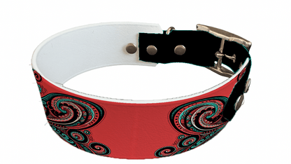 L'atelier du Fourmilier collier bicolore 124 Collier bicolore large pour chien en BioThane® imprimé – Collection abstrait – 38/25 mm