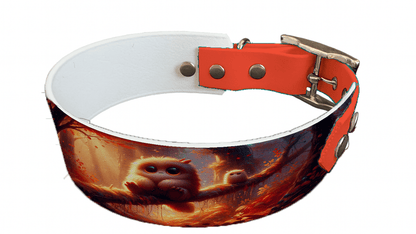 L'atelier du Fourmilier collier bicolore 126 Collier bicolore large pour chien en BioThane® imprimé – Collection monstres et créatures imaginaires– 38/25 mm