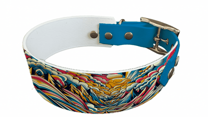 L'atelier du Fourmilier collier bicolore 129 Collier bicolore large pour chien en BioThane® imprimé – Collection abstrait – 38/25 mm