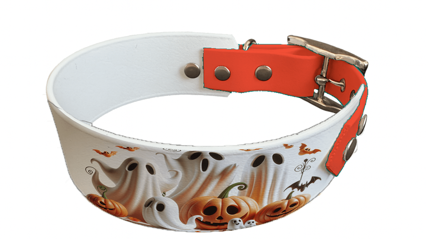 L'atelier du Fourmilier collier bicolore 134 Collier bicolore large pour chien en BioThane® imprimé – Collection Halloween– 38/25 mm