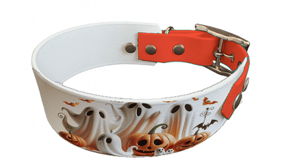 L'atelier du Fourmilier collier bicolore 134 Collier bicolore large pour chien en BioThane® imprimé – Collection Halloween– 38/25 mm