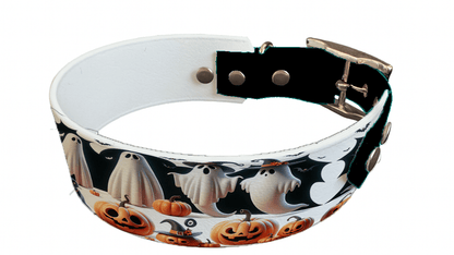L'atelier du Fourmilier collier bicolore 135 Collier bicolore large pour chien en BioThane® imprimé – Collection Halloween– 38/25 mm