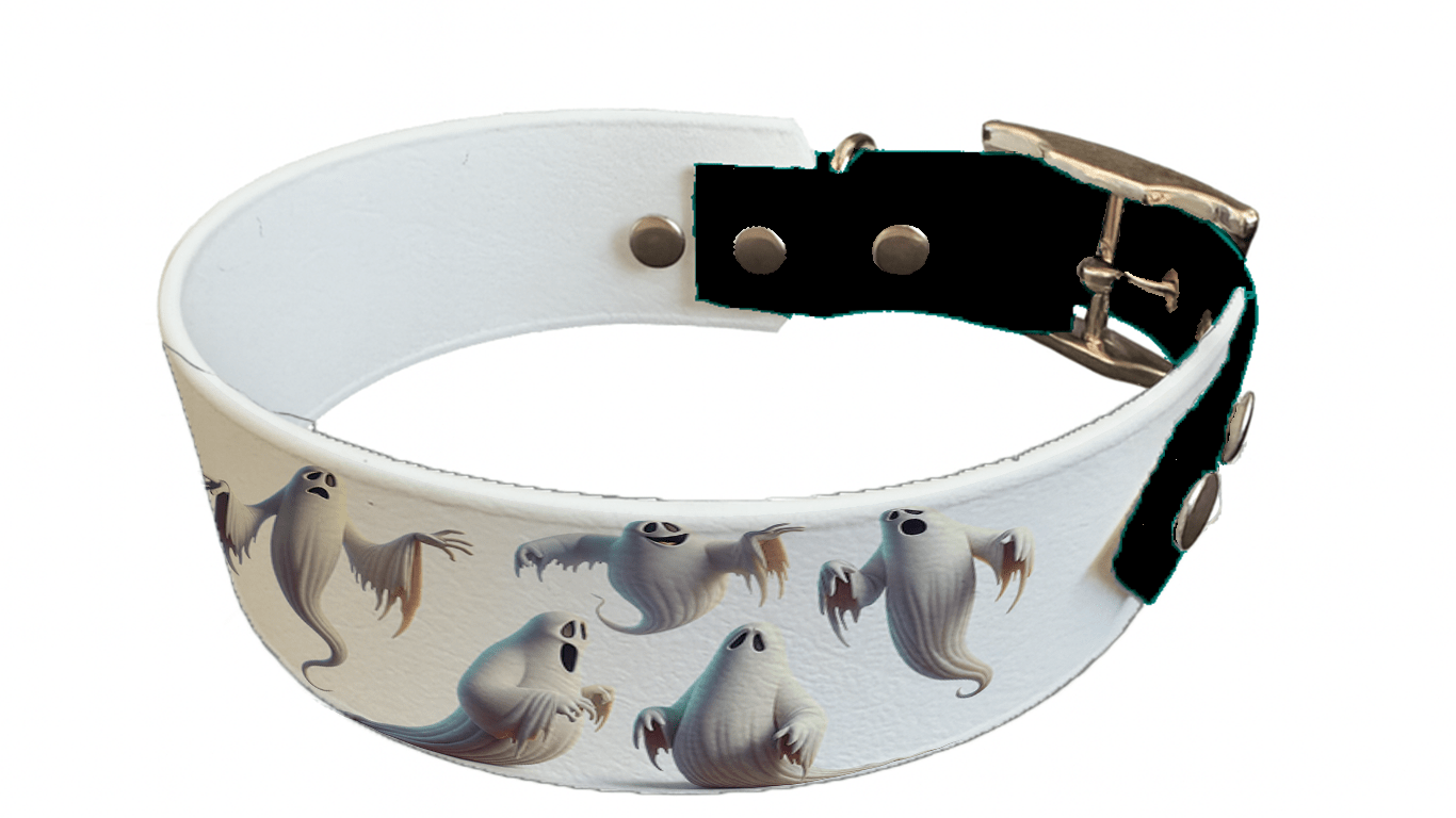 L'atelier du Fourmilier collier bicolore 137 Collier bicolore large pour chien en BioThane® imprimé – Collection Halloween– 38/25 mm