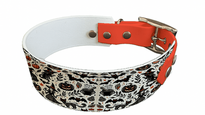 L'atelier du Fourmilier collier bicolore 144 Collier bicolore large pour chien en BioThane® imprimé – Collection Halloween– 38/25 mm