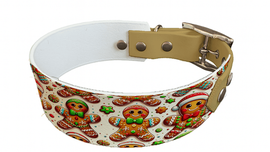 L'atelier du Fourmilier collier bicolore 145 Collier bicolore large pour chien en BioThane® imprimé – Collection hiver et Noël– 38/25 mm