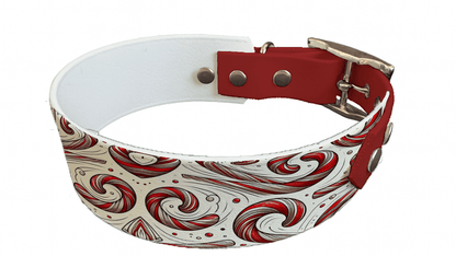 L'atelier du Fourmilier collier bicolore 146 Collier bicolore large pour chien en BioThane® imprimé – Collection hiver et Noël– 38/25 mm