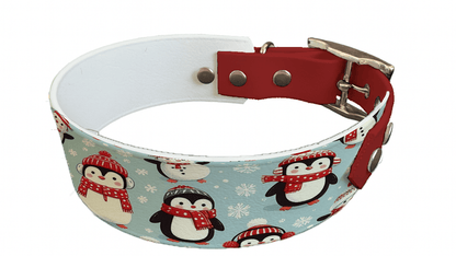 L'atelier du Fourmilier collier bicolore 147 Collier bicolore large pour chien en BioThane® imprimé – Collection hiver et Noël– 38/25 mm