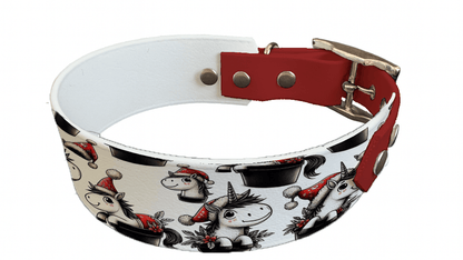 L'atelier du Fourmilier collier bicolore 149 Collier bicolore large pour chien en BioThane® imprimé – Collection hiver et Noël– 38/25 mm