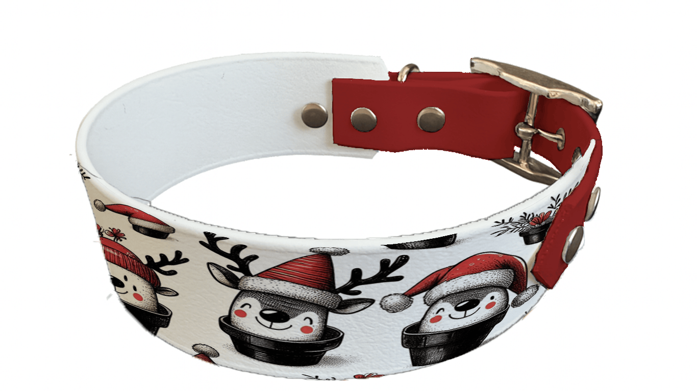 L'atelier du Fourmilier collier bicolore 150 Collier bicolore large pour chien en BioThane® imprimé – Collection hiver et Noël– 38/25 mm