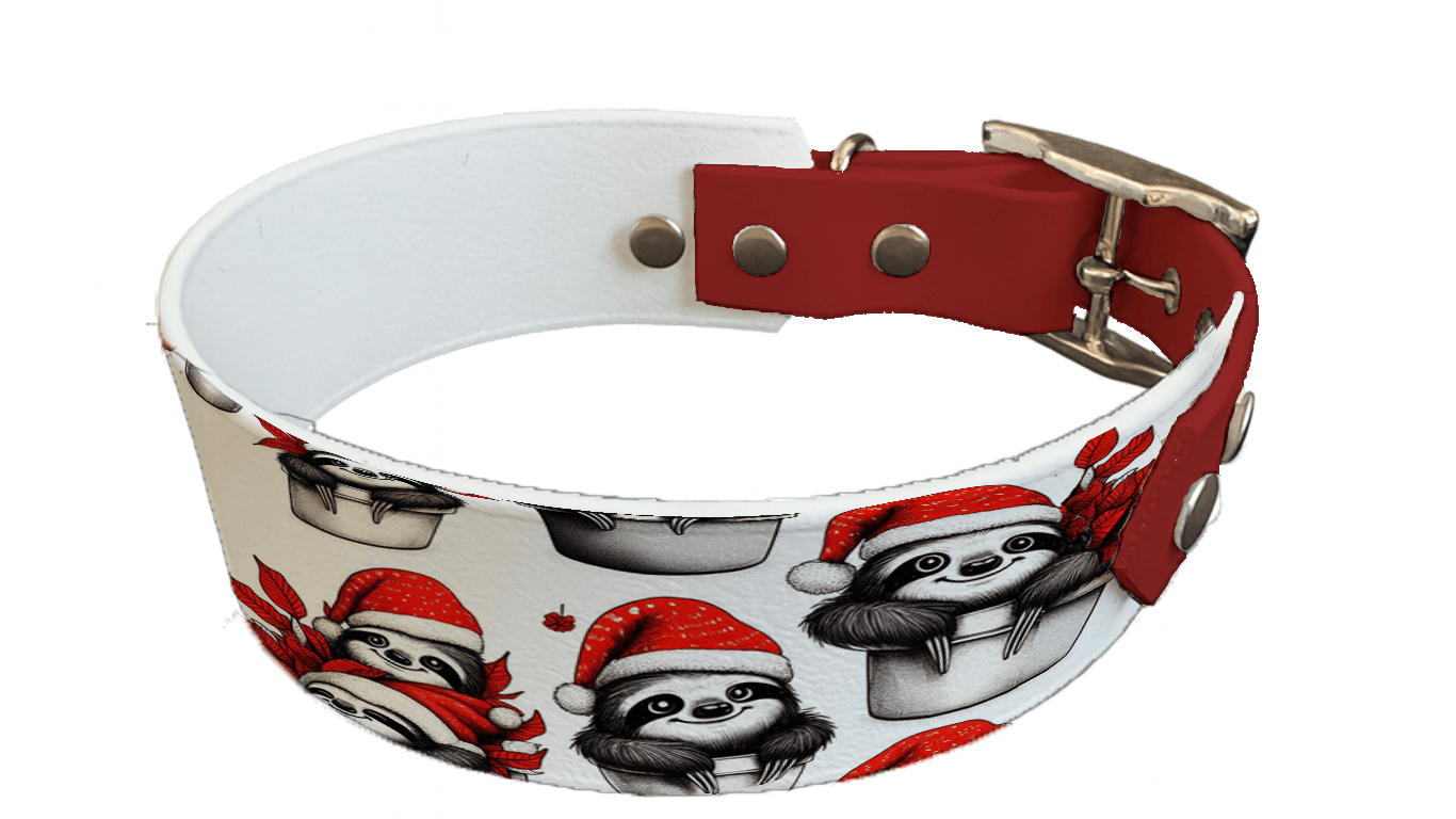 L'atelier du Fourmilier collier bicolore 151 Collier bicolore large pour chien en BioThane® imprimé – Collection hiver et Noël– 38/25 mm