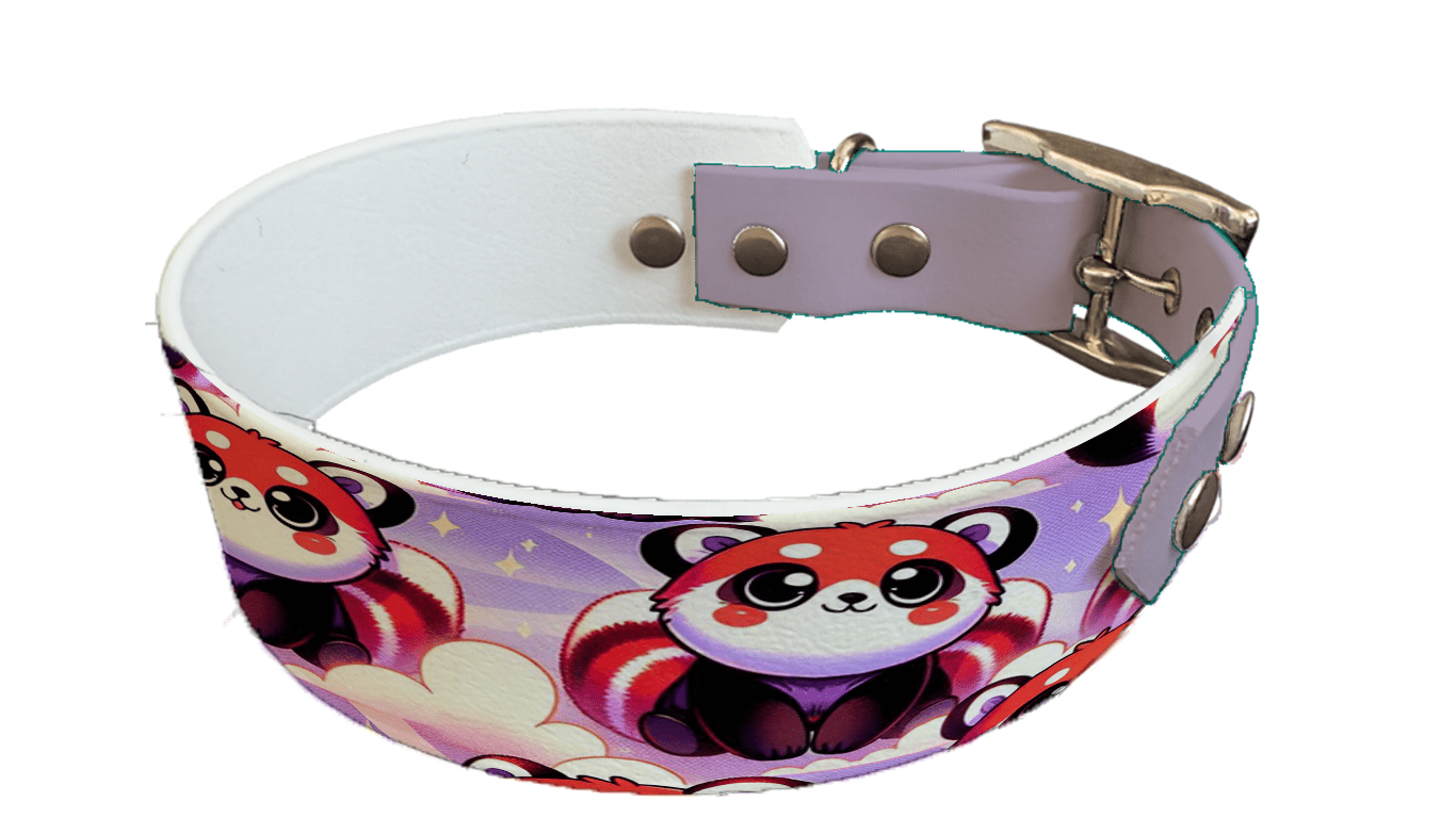 L'atelier du Fourmilier collier bicolore 158 Collier bicolore large pour chien en BioThane® imprimé – Collection animaux pop/kawaii – 38/25 mm