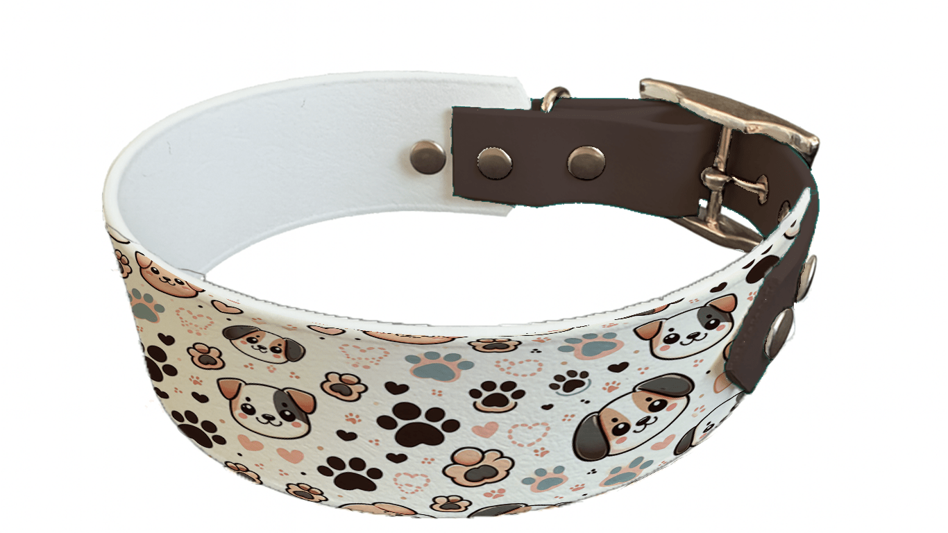 L'atelier du Fourmilier collier bicolore 16 Collier bicolore large pour chien en BioThane® imprimé – Collection chiens– 38/25 mm