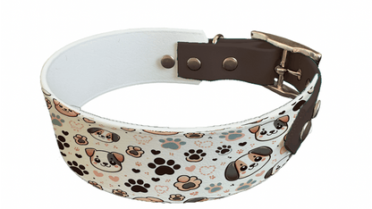 L'atelier du Fourmilier collier bicolore 16 Collier bicolore large pour chien en BioThane® imprimé – Collection chiens– 38/25 mm