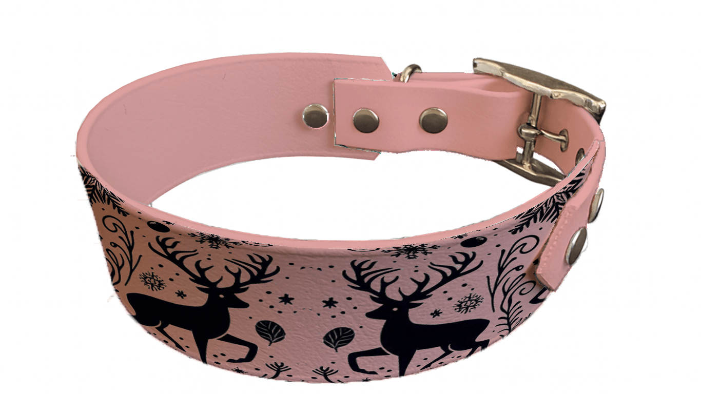 L'atelier du Fourmilier collier bicolore 160ROG Collier bicolore large pour chien en BioThane® imprimé – Collection hiver et Noël– 38/25 mm
