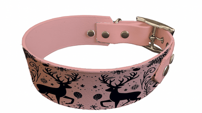 L'atelier du Fourmilier collier bicolore 160ROG Collier bicolore large pour chien en BioThane® imprimé – Collection hiver et Noël– 38/25 mm