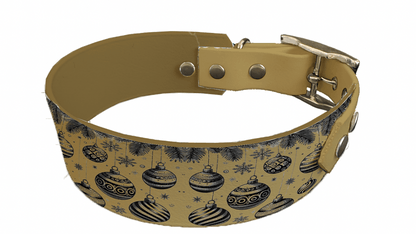 L'atelier du Fourmilier collier bicolore 163DOR Collier bicolore large pour chien en BioThane® imprimé – Collection hiver et Noël– 38/25 mm