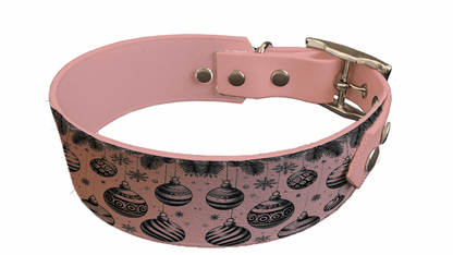 L'atelier du Fourmilier collier bicolore 163ROG Collier bicolore large pour chien en BioThane® imprimé – Collection hiver et Noël– 38/25 mm