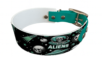 L'atelier du Fourmilier collier bicolore 167 Collier bicolore large pour chien en BioThane® imprimé – Collection pop art– 38/25 mm