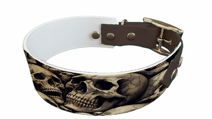 L'atelier du Fourmilier collier bicolore 168 Collier bicolore large pour chien en BioThane® imprimé – Collection tête de mort– 38/25 mm