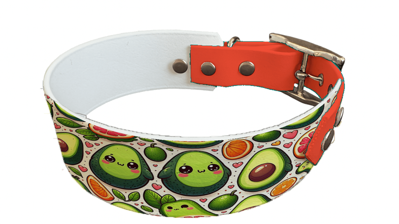 L'atelier du Fourmilier collier bicolore 17 Collier bicolore large pour chien en BioThane® imprimé – Collection gourmandise – 38/25 mm