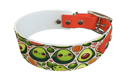 L'atelier du Fourmilier collier bicolore 17 Collier bicolore large pour chien en BioThane® imprimé – Collection gourmandise – 38/25 mm