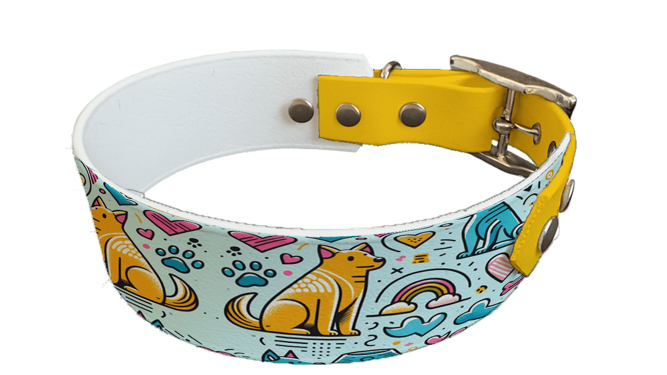 L'atelier du Fourmilier collier bicolore 172 Collier bicolore large pour chien en BioThane® imprimé – Collection chiens– 38/25 mm
