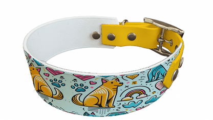 L'atelier du Fourmilier collier bicolore 172 Collier bicolore large pour chien en BioThane® imprimé – Collection chiens– 38/25 mm