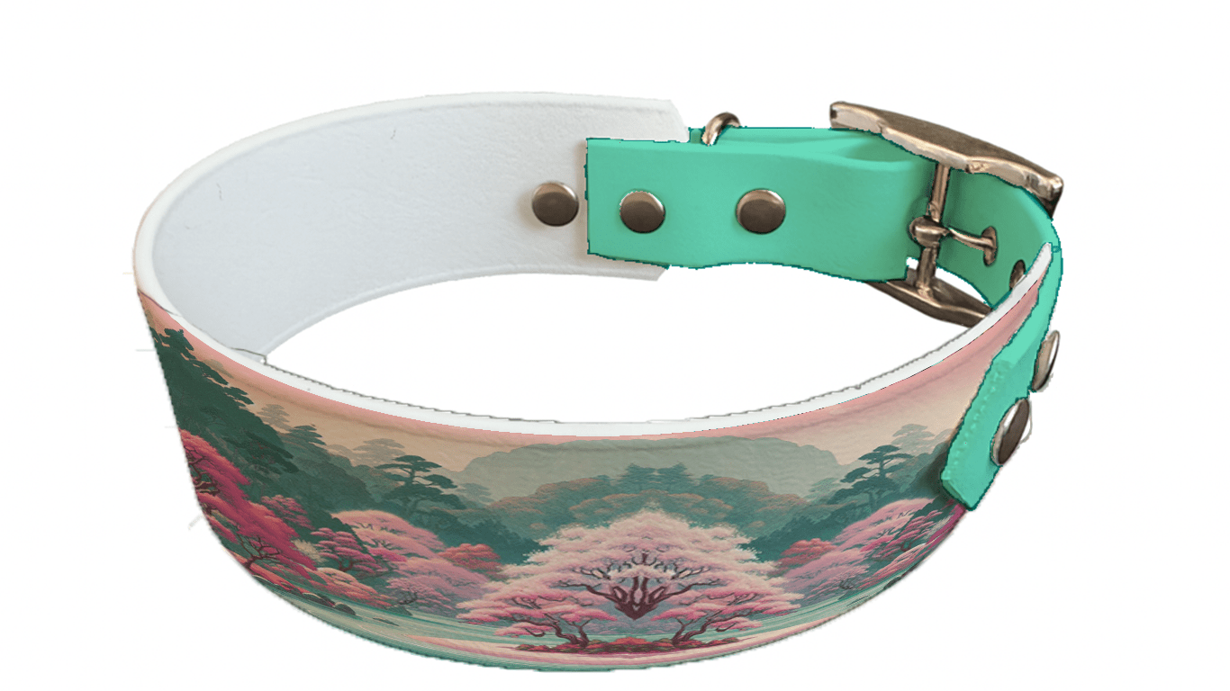 L'atelier du Fourmilier collier bicolore 173 Collier bicolore large pour chien en BioThane® imprimé – Collection paysage– 38/25 mm