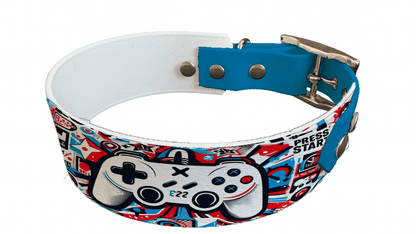 L'atelier du Fourmilier collier bicolore 175 Collier bicolore large pour chien en BioThane® imprimé – Collection pop art– 38/25 mm