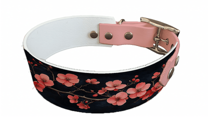 L'atelier du Fourmilier collier bicolore 178 Collier bicolore large pour chien en BioThane® imprimé – Collection plantes et fleurs – 38/25 mm