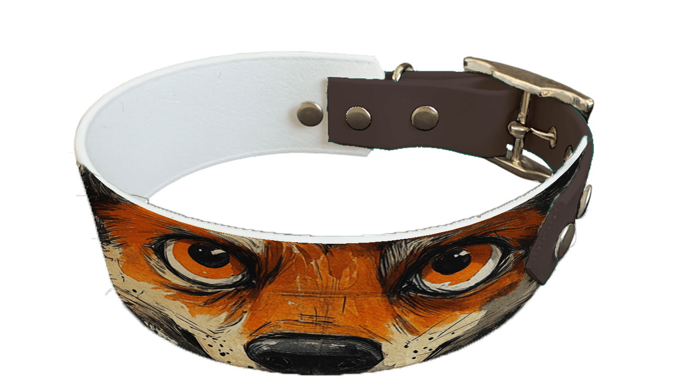 L'atelier du Fourmilier collier bicolore 181 Collier bicolore large pour chien en BioThane® imprimé – Collection animaux sauvages– 38/25 mm