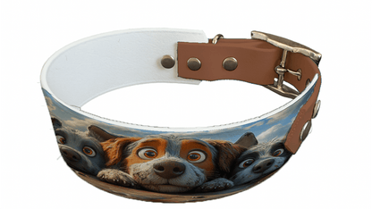 L'atelier du Fourmilier collier bicolore 183 Collier bicolore large pour chien en BioThane® imprimé – Collection chiens– 38/25 mm