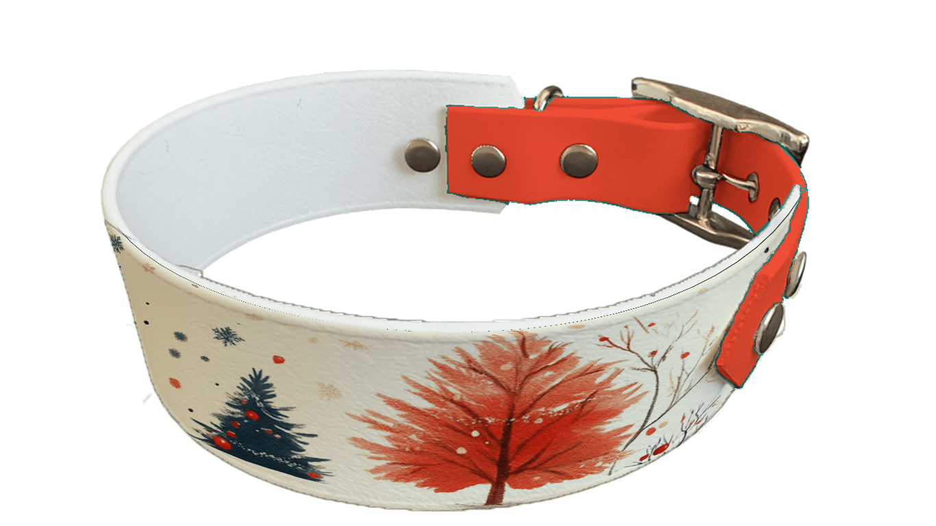 L'atelier du Fourmilier collier bicolore 186 Collier bicolore large pour chien en BioThane® imprimé – Collection paysage– 38/25 mm