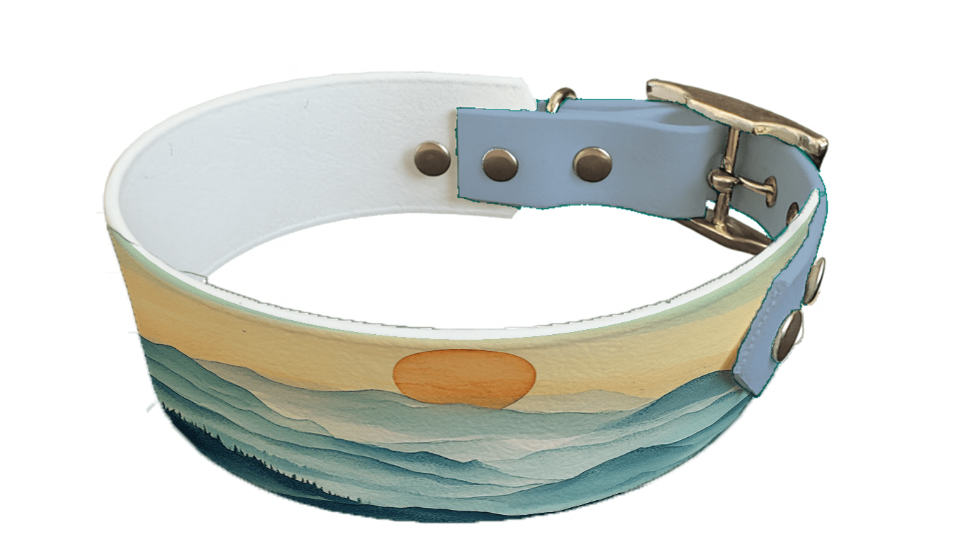 L'atelier du Fourmilier collier bicolore 187 Collier bicolore large pour chien en BioThane® imprimé – Collection paysage– 38/25 mm