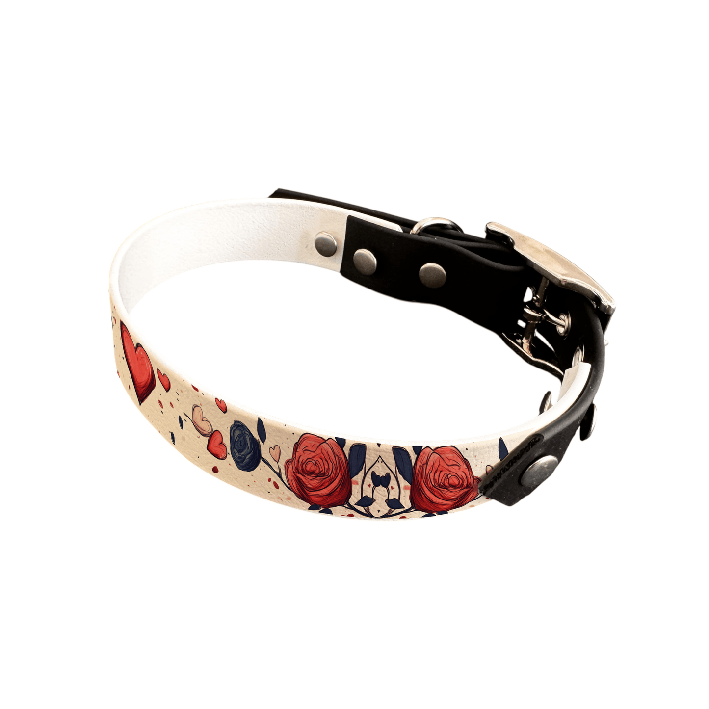 L'atelier du Fourmilier collier bicolore 19 210 Collier bicolore large pour chien en BioThane® imprimé – Collection plantes et fleurs – 19 mm