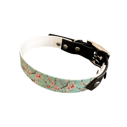 L'atelier du Fourmilier collier bicolore 19 343 Collier bicolore large pour chien en BioThane® imprimé – Collection plantes et fleurs – 19 mm
