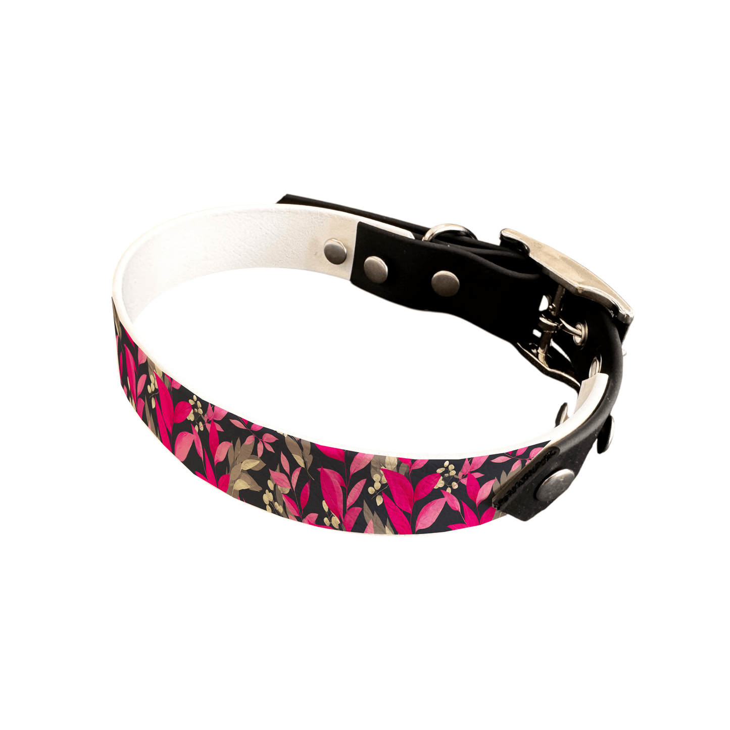 L'atelier du Fourmilier collier bicolore 19 426 Collier bicolore large pour chien en BioThane® imprimé – Collection plantes et fleurs – 19 mm