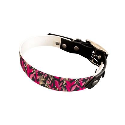 L'atelier du Fourmilier collier bicolore 19 426 Collier bicolore large pour chien en BioThane® imprimé – Collection plantes et fleurs – 19 mm
