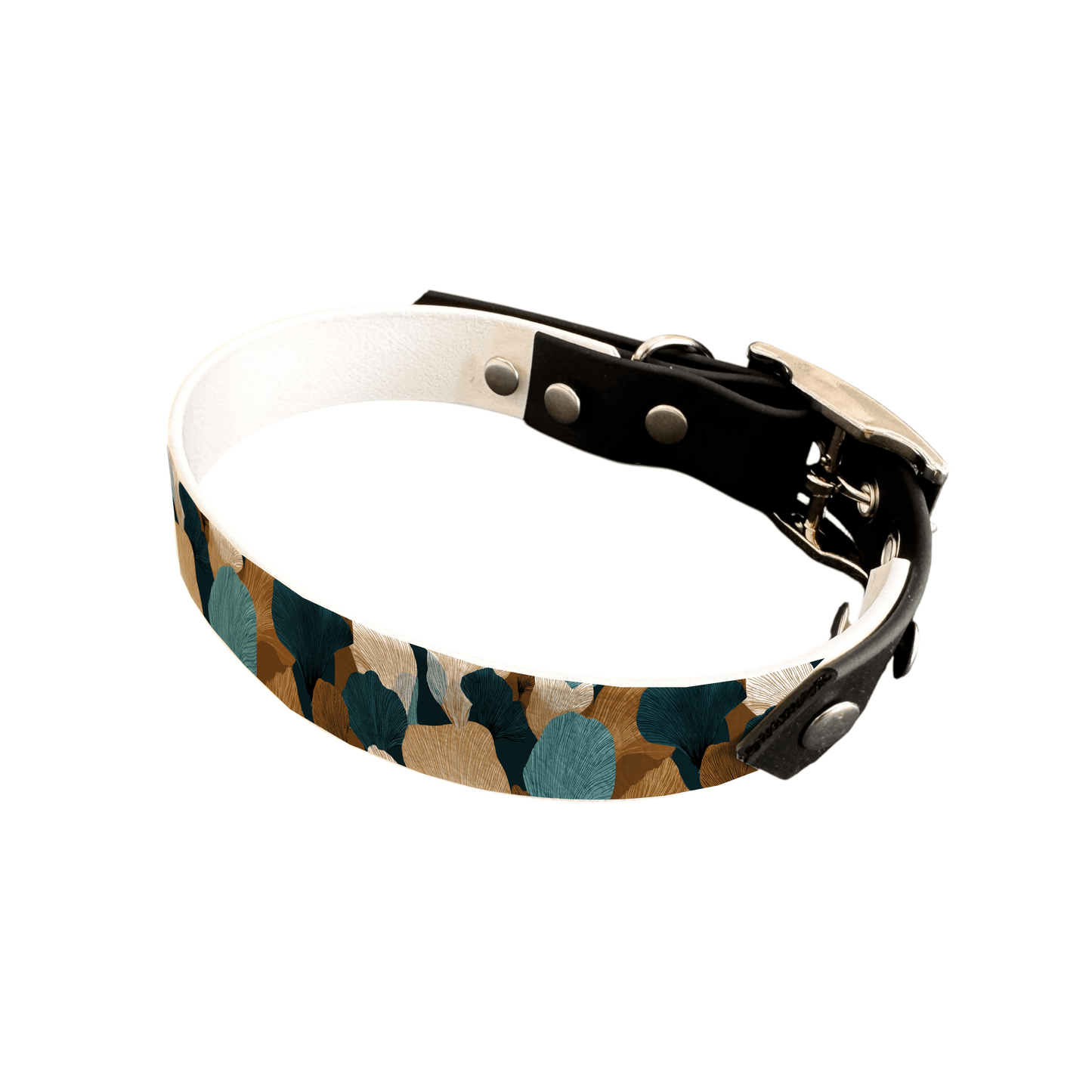 L'atelier du Fourmilier collier bicolore 19 427 Collier bicolore large pour chien en BioThane® imprimé – Collection plantes et fleurs – 19 mm