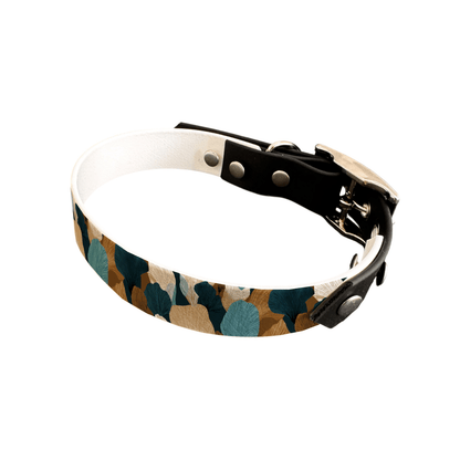 L'atelier du Fourmilier collier bicolore 19 427 Collier bicolore large pour chien en BioThane® imprimé – Collection plantes et fleurs – 19 mm