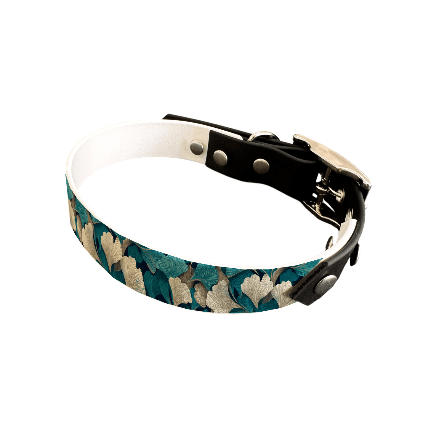 L'atelier du Fourmilier collier bicolore 19 428 Collier bicolore large pour chien en BioThane® imprimé – Collection plantes et fleurs – 19 mm