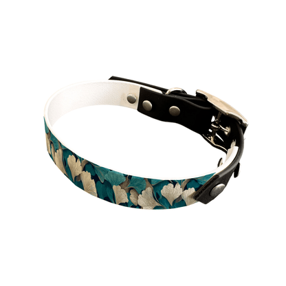 L'atelier du Fourmilier collier bicolore 19 428 Collier bicolore large pour chien en BioThane® imprimé – Collection plantes et fleurs – 19 mm