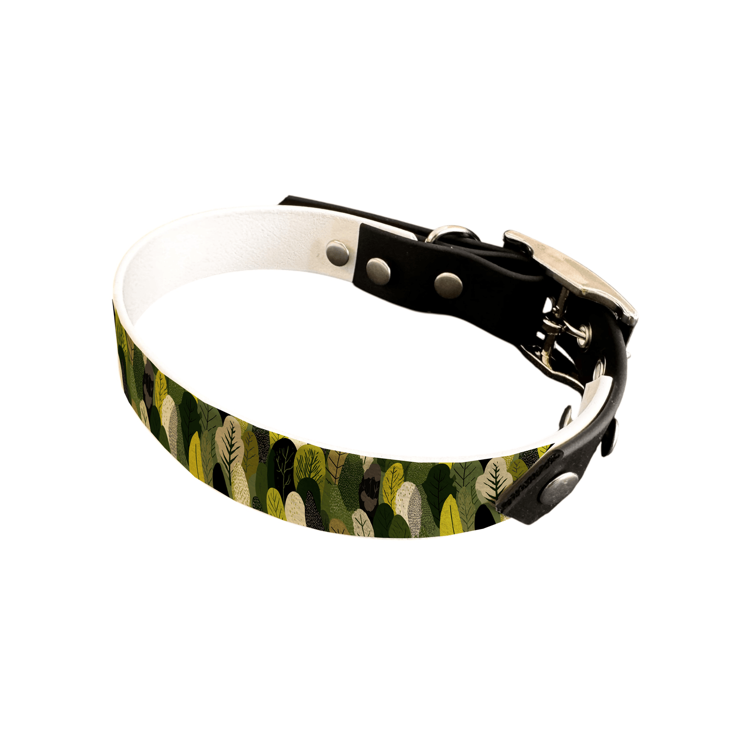 L'atelier du Fourmilier collier bicolore 19 429 Collier bicolore large pour chien en BioThane® imprimé – Collection plantes et fleurs – 19 mm