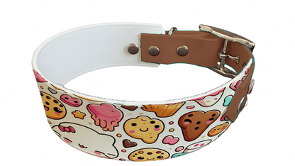 L'atelier du Fourmilier collier bicolore 19 Collier bicolore large pour chien en BioThane® imprimé – Collection gourmandise – 38/25 mm