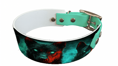 L'atelier du Fourmilier collier bicolore 191 Collier bicolore large pour chien en BioThane® imprimé – Collection chiens– 38/25 mm