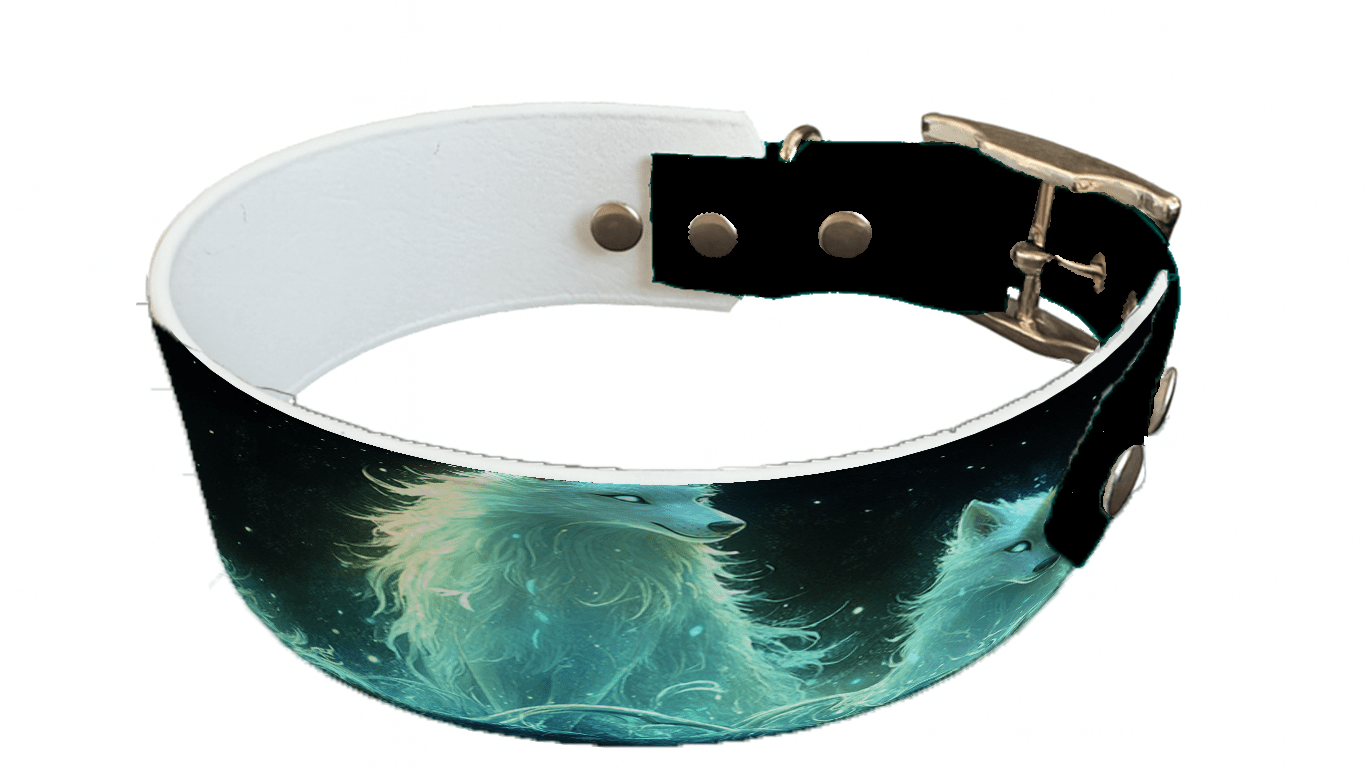 L'atelier du Fourmilier collier bicolore 195 Collier bicolore large pour chien en BioThane® imprimé – Collection animaux sauvages– 38/25 mm