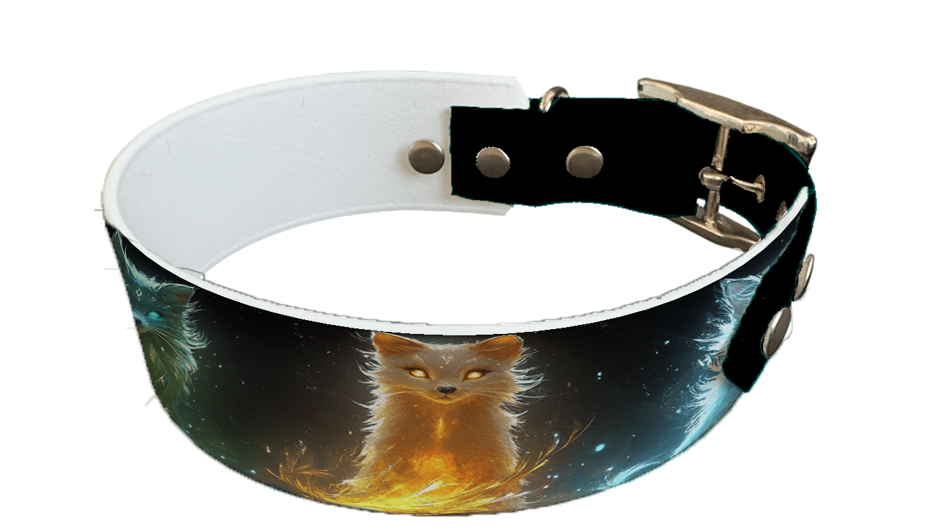 L'atelier du Fourmilier collier bicolore 196 Collier bicolore large pour chien en BioThane® imprimé – Collection animaux sauvages– 38/25 mm